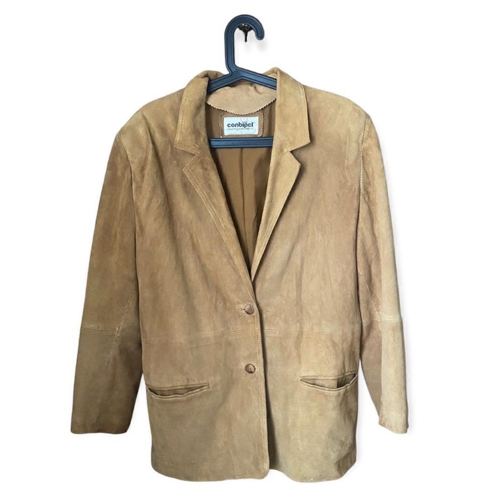 Conbipel SZ 46 Shearling Pelle Pellicce leather suede blazer